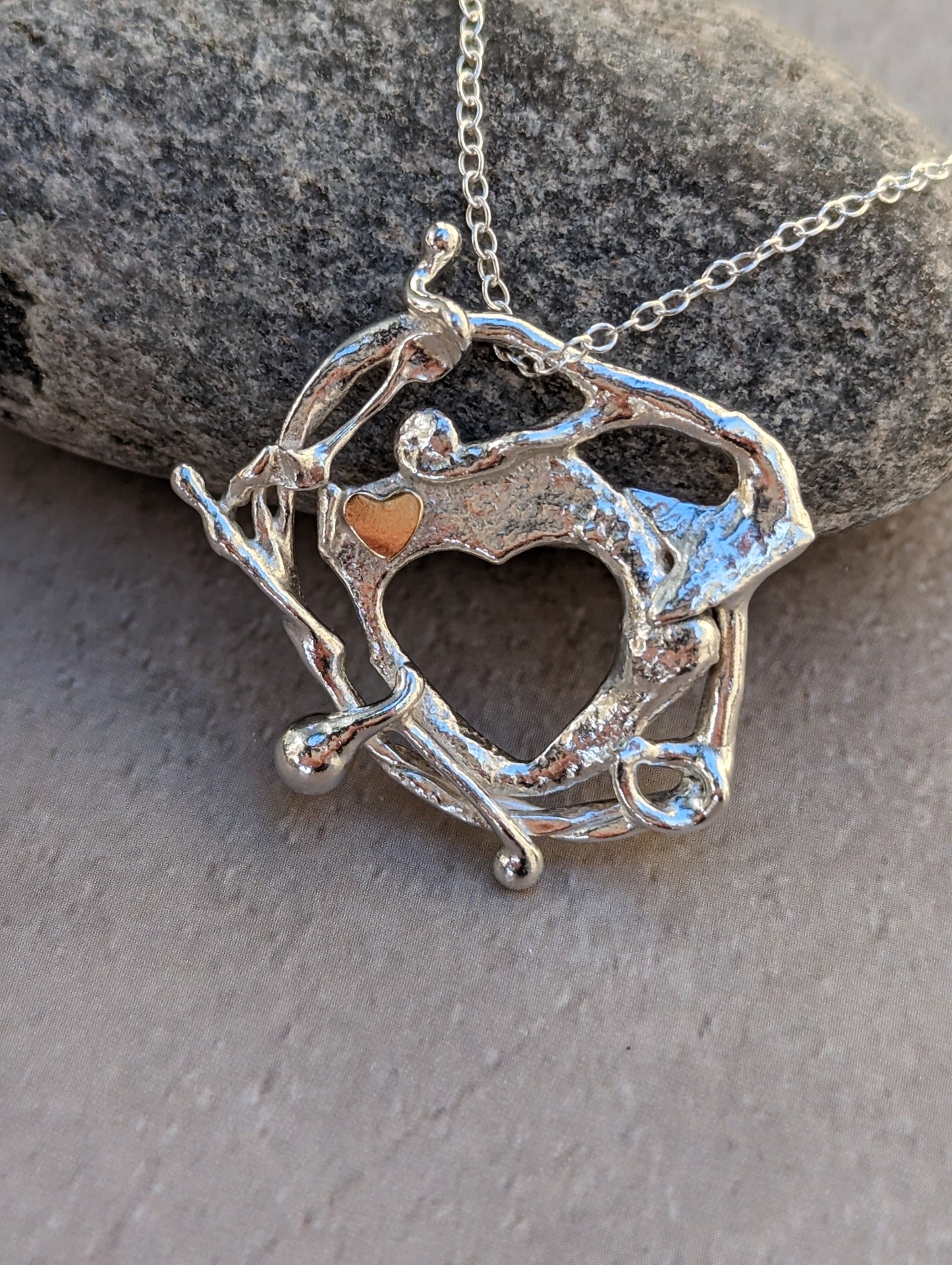 Molten Recycled Sterling Silver and Gold Pendant