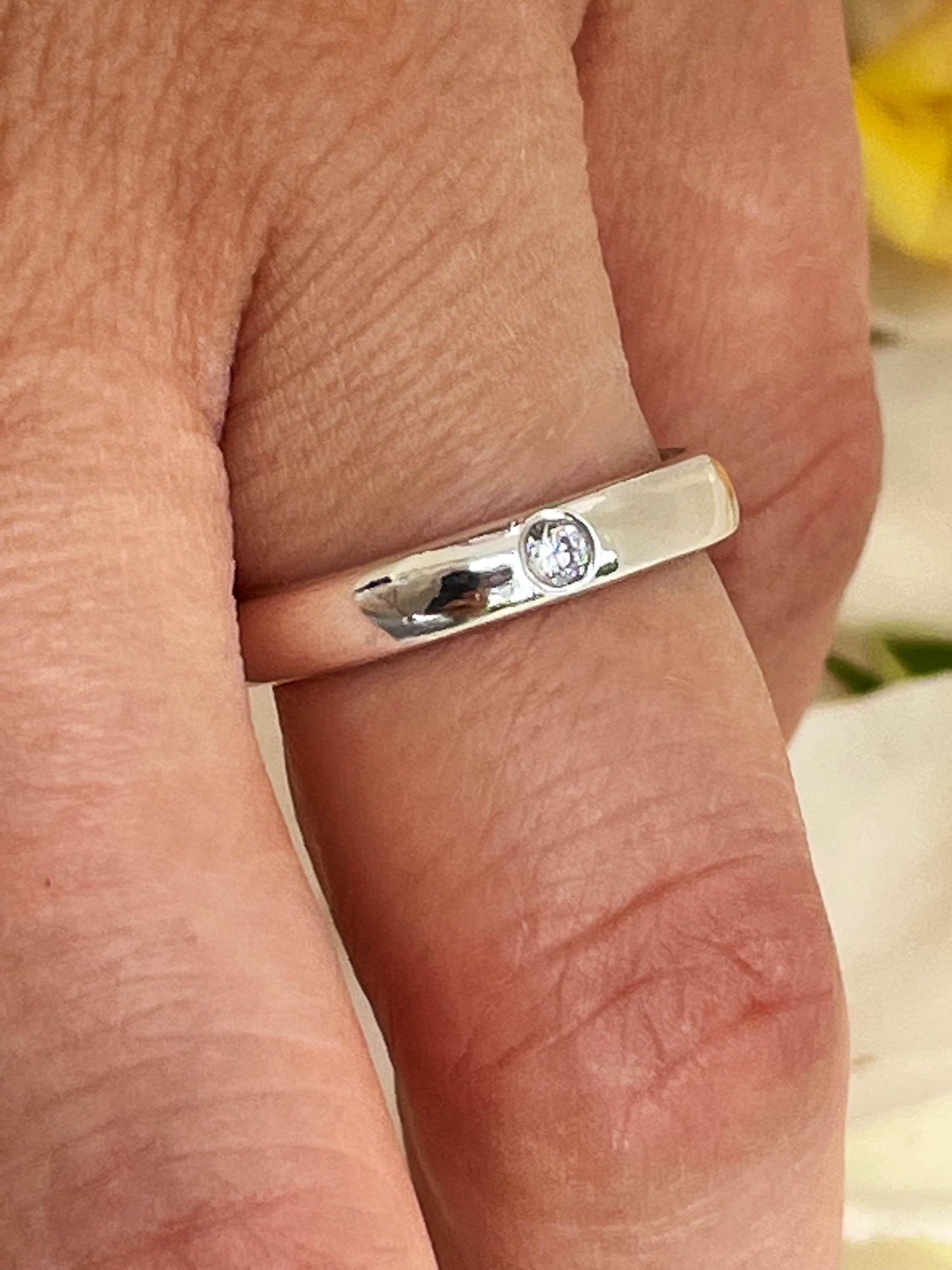 Flush set diamond engagement/ wedding ring
