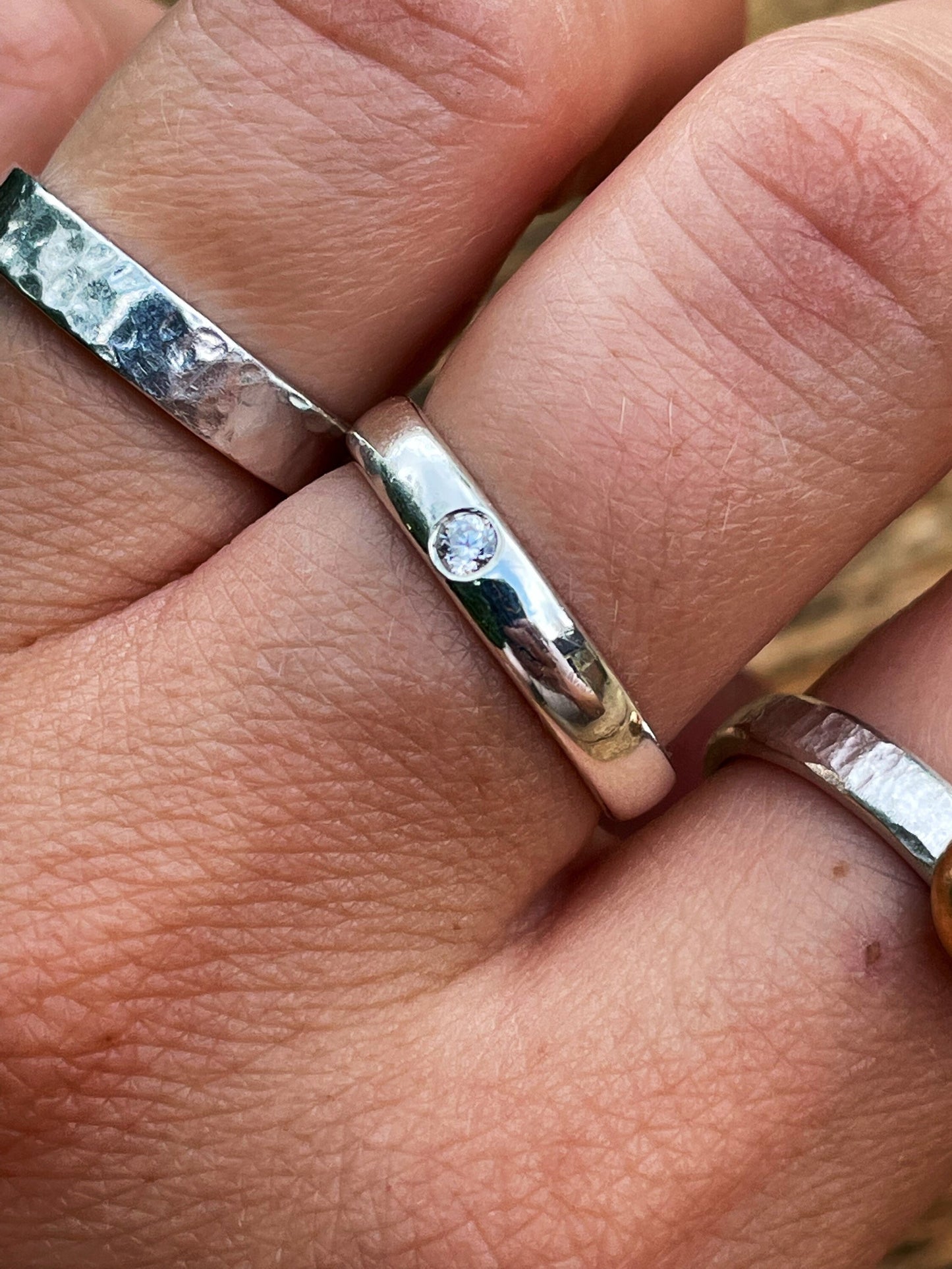 Flush set diamond engagement/ wedding ring