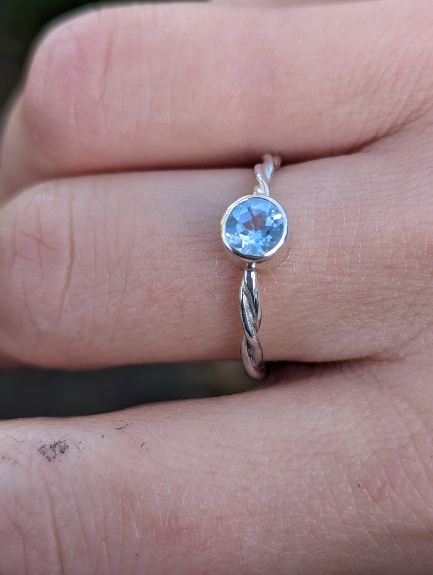 Topaz and Sterling Silver Twist Handmade Ring