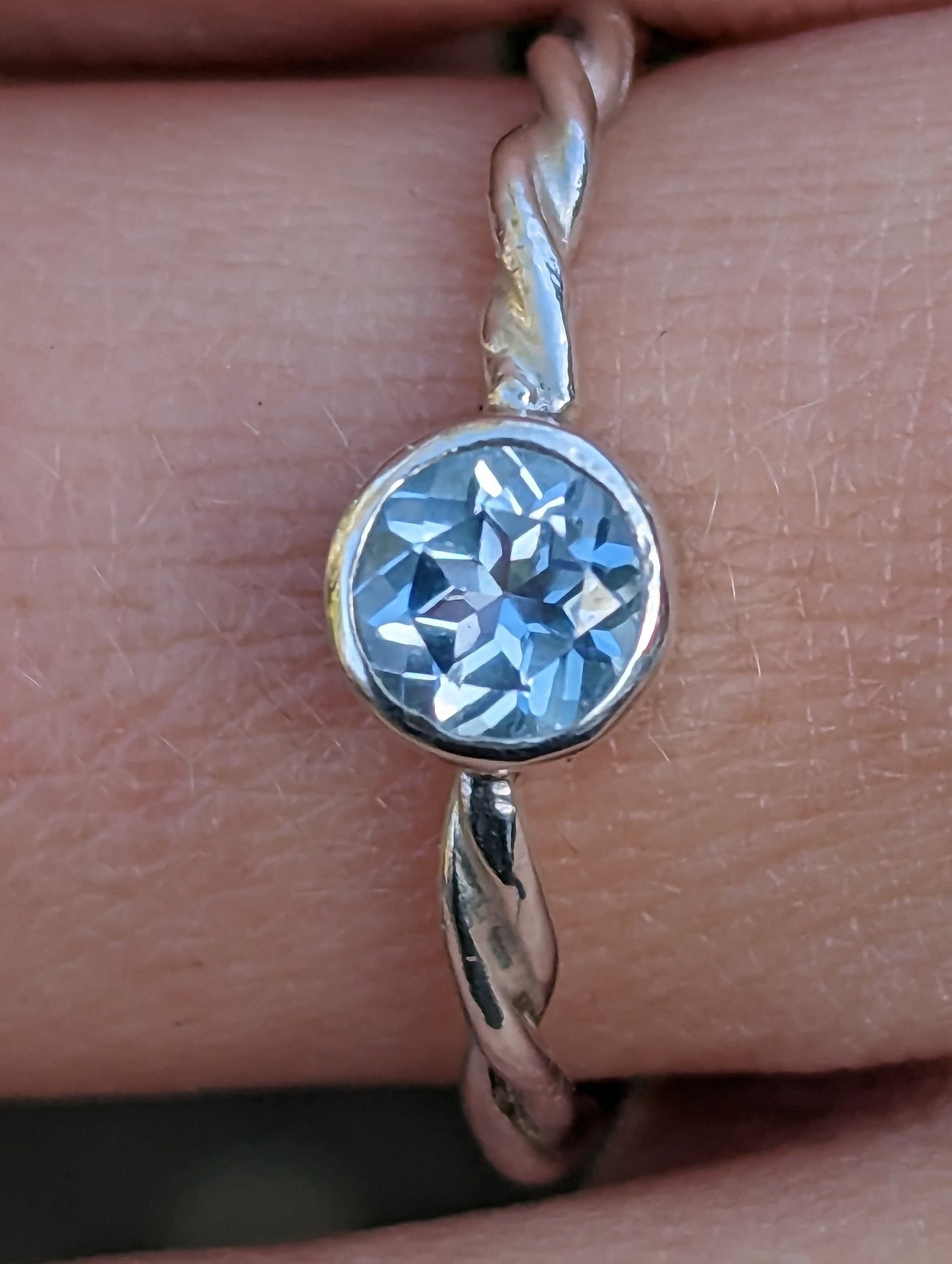 Topaz and Sterling Silver Twist Handmade Ring