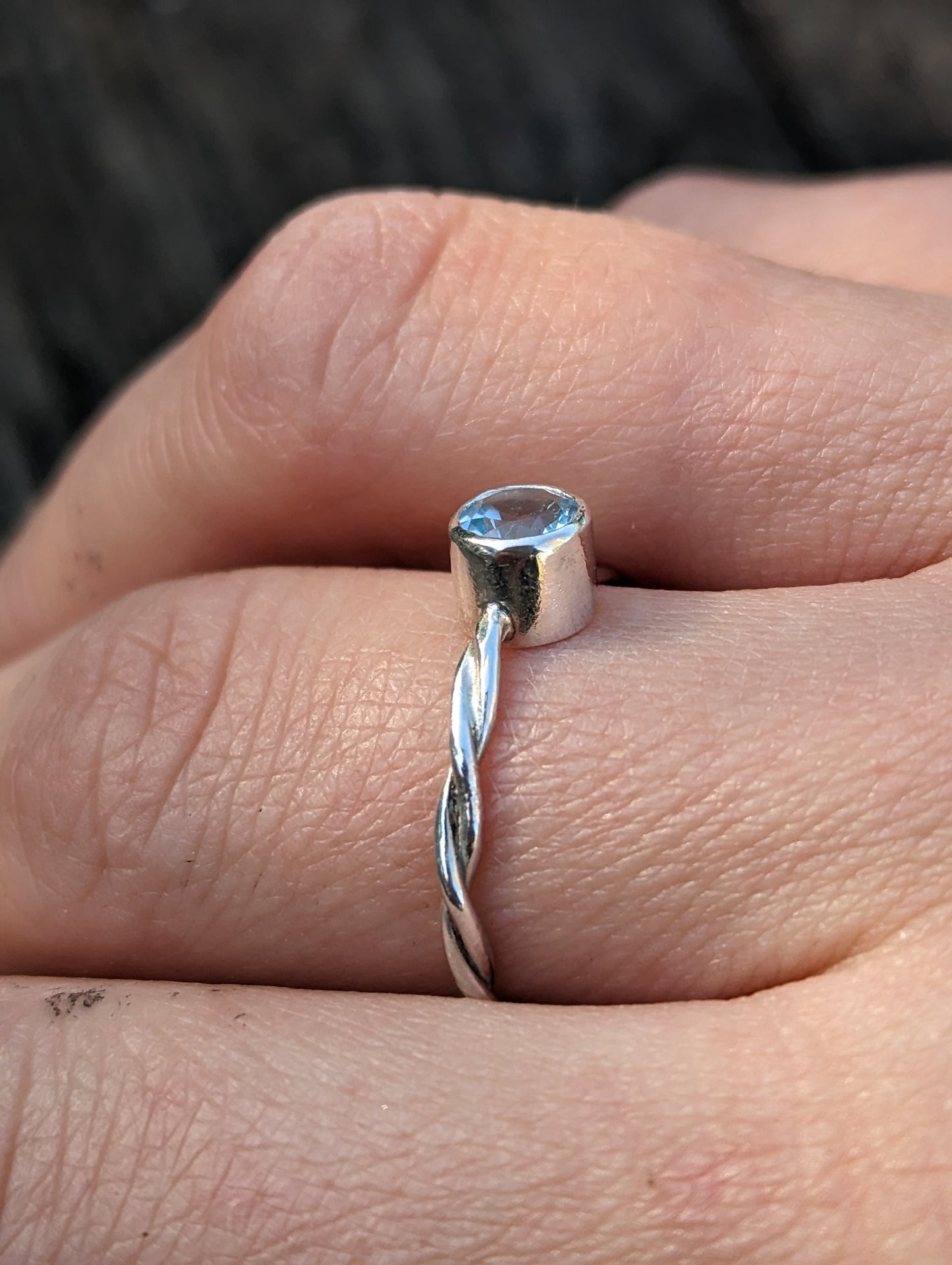Topaz and Sterling Silver Twist Handmade Ring