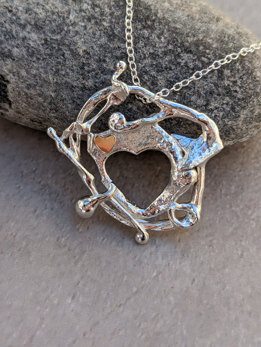 Molten Recycled Sterling Silver and Gold Pendant