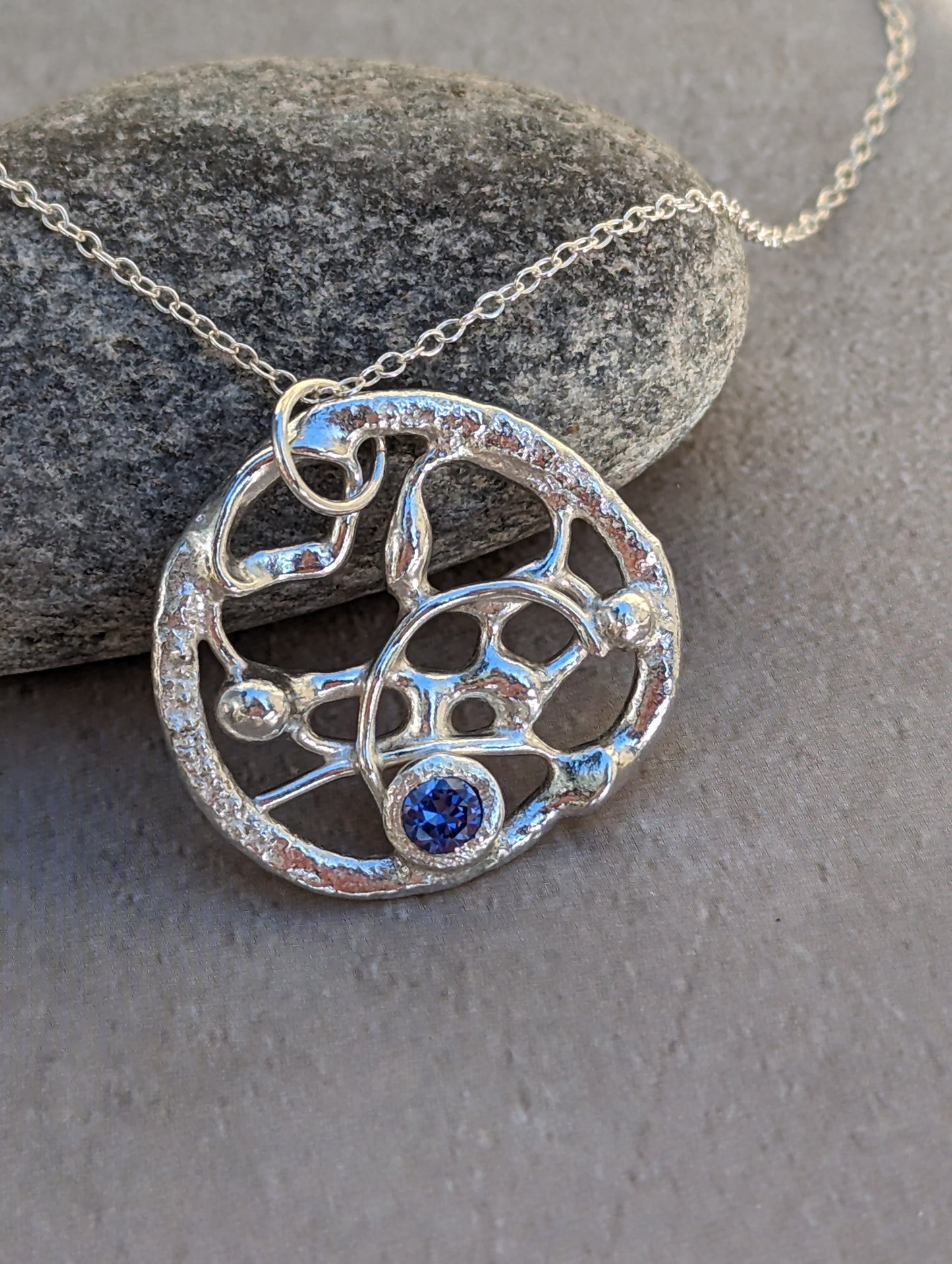 Sterling Silver and Cubic Zirconia Rockpool Pendant