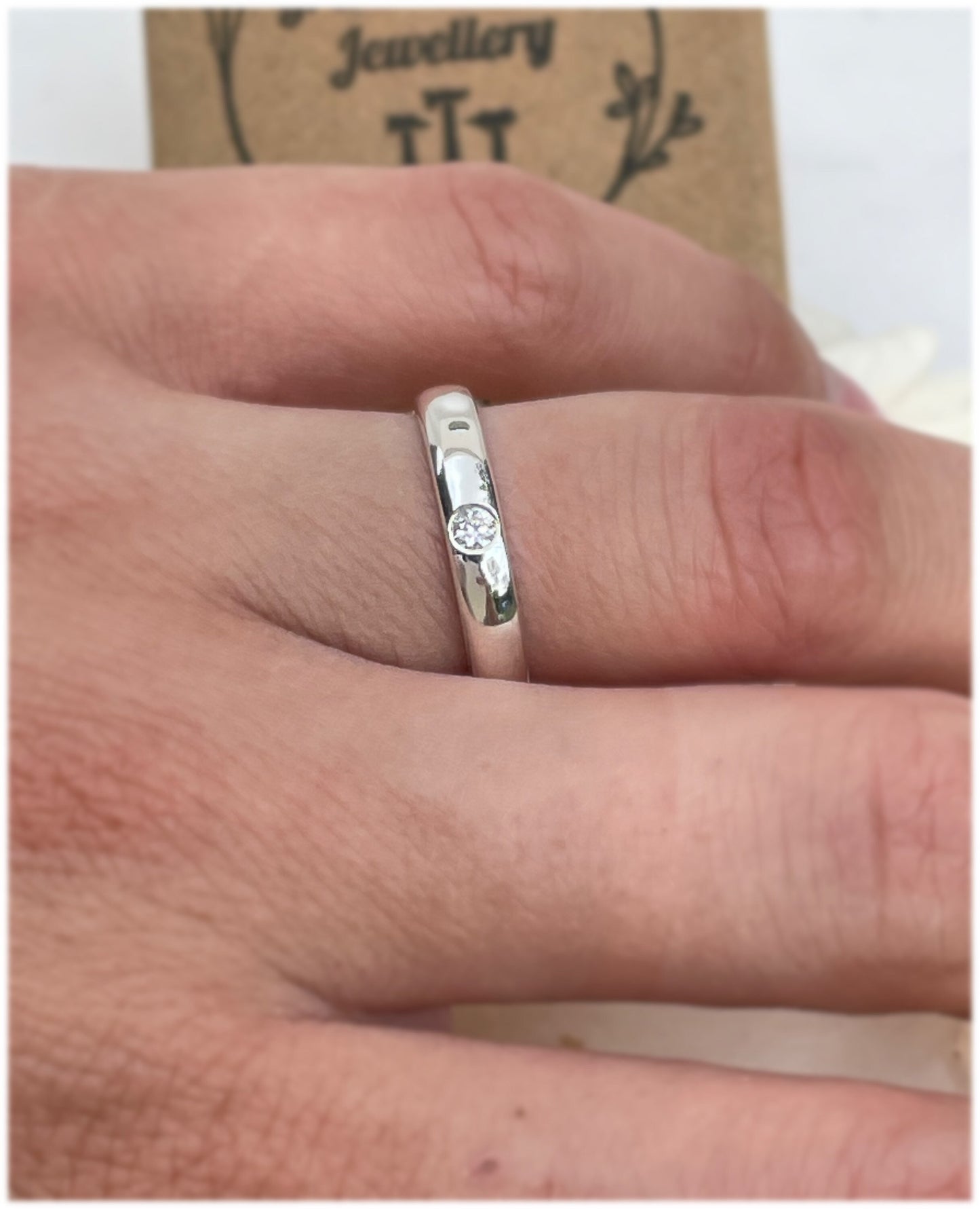 Flush set diamond engagement/ wedding ring