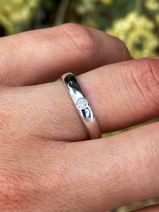 Flush set diamond engagement/ wedding ring