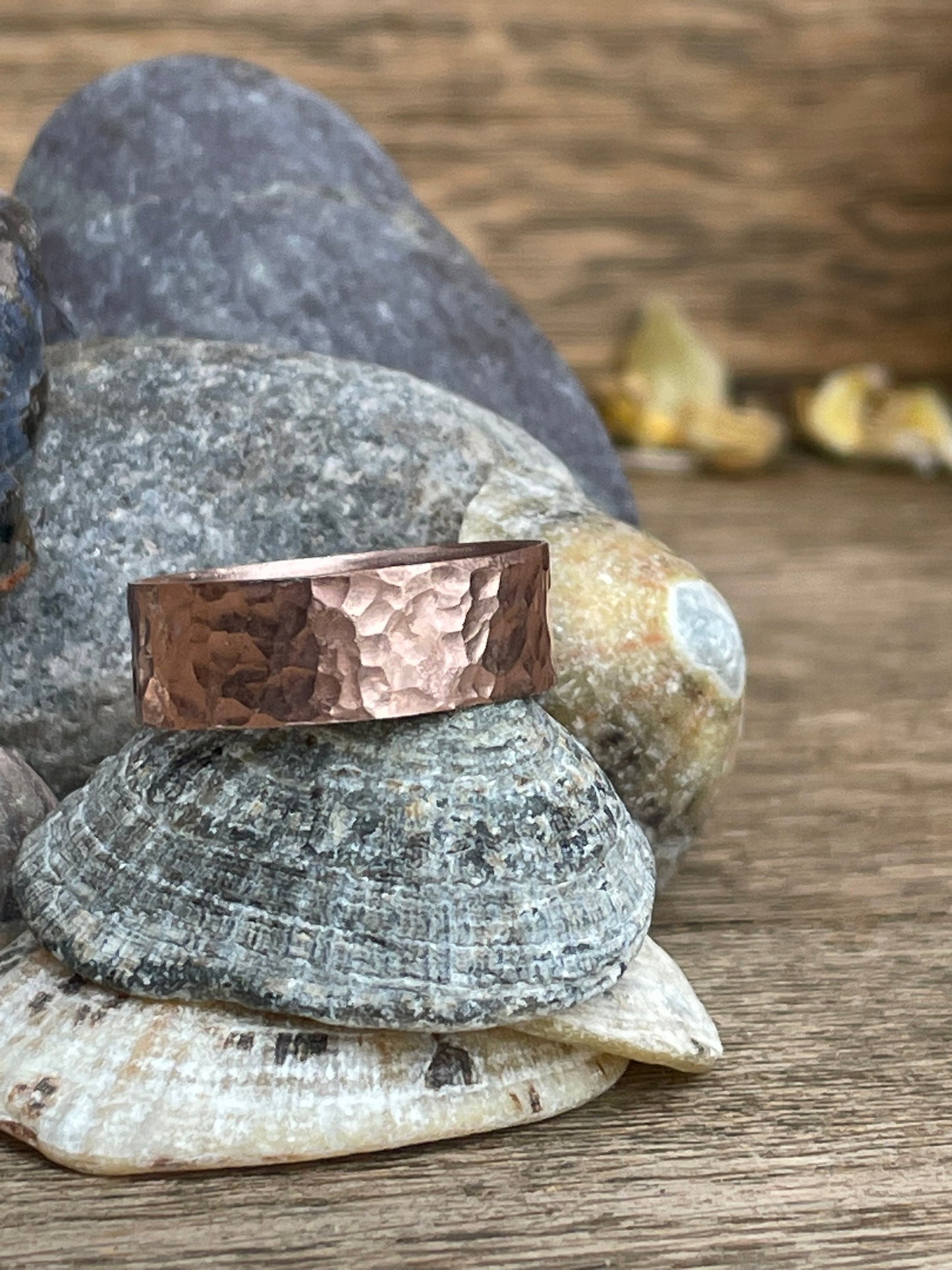 Unisex Copper Ring- Handmade-Recycled-Hammered finish
