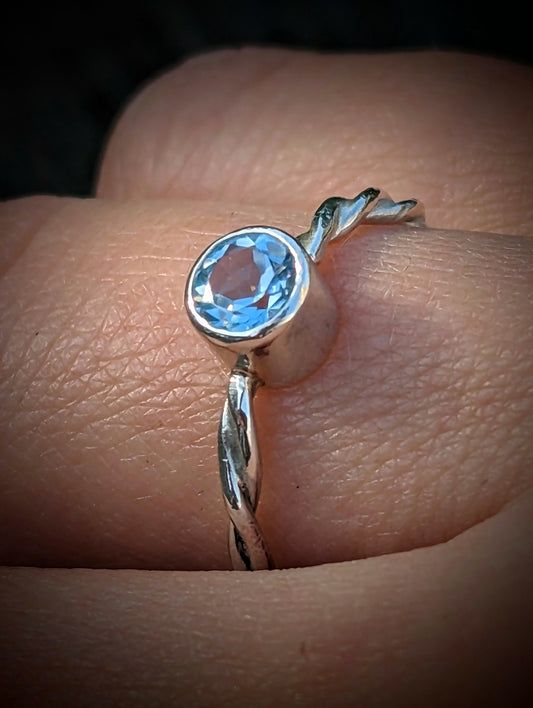Topaz and Sterling Silver Twist Handmade Ring