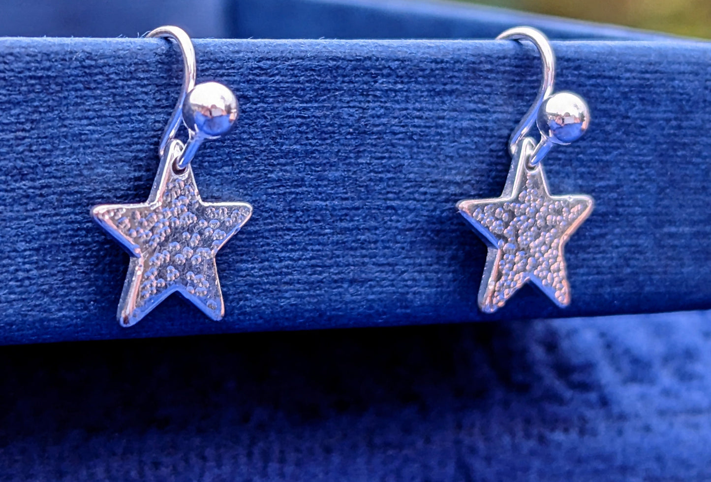 Handmade Hammered Sterling Silver Star Earrings