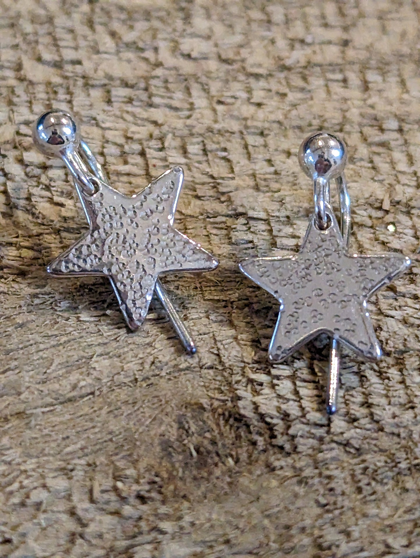 Handmade Hammered Sterling Silver Star Earrings